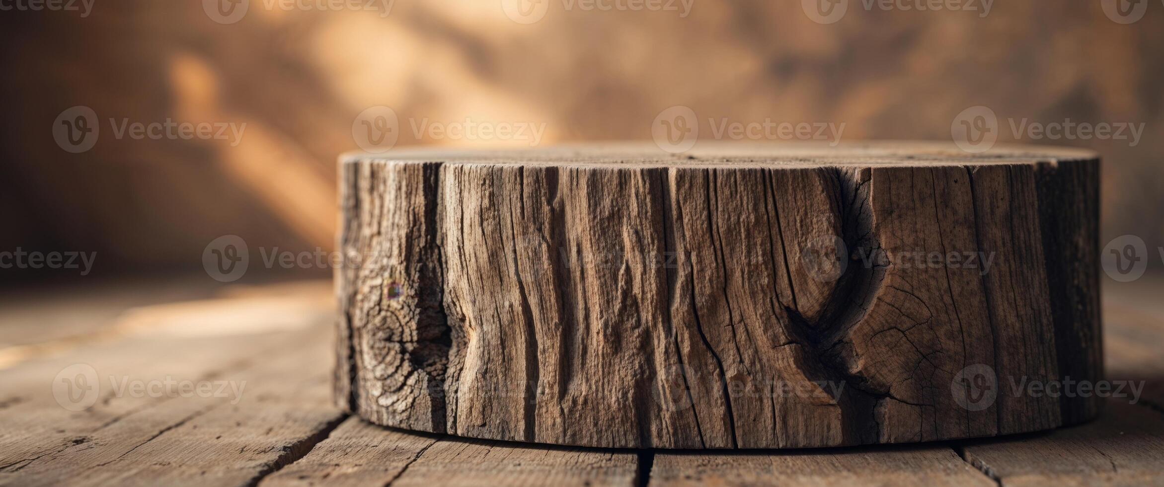 Rustic Tree Stump Side Table Nature Wood Texture photo