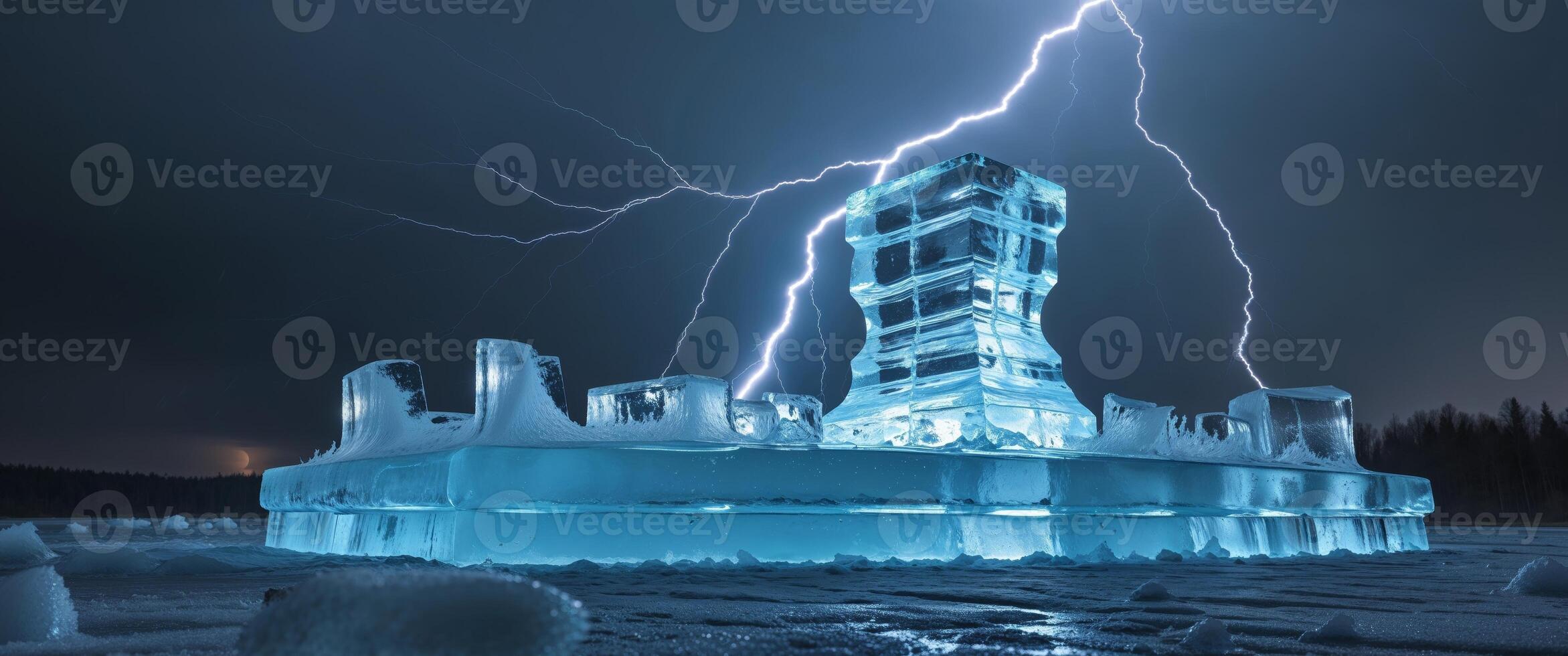 Ice Sculptures and Lightning Strikes During a Thunderstorm photo
