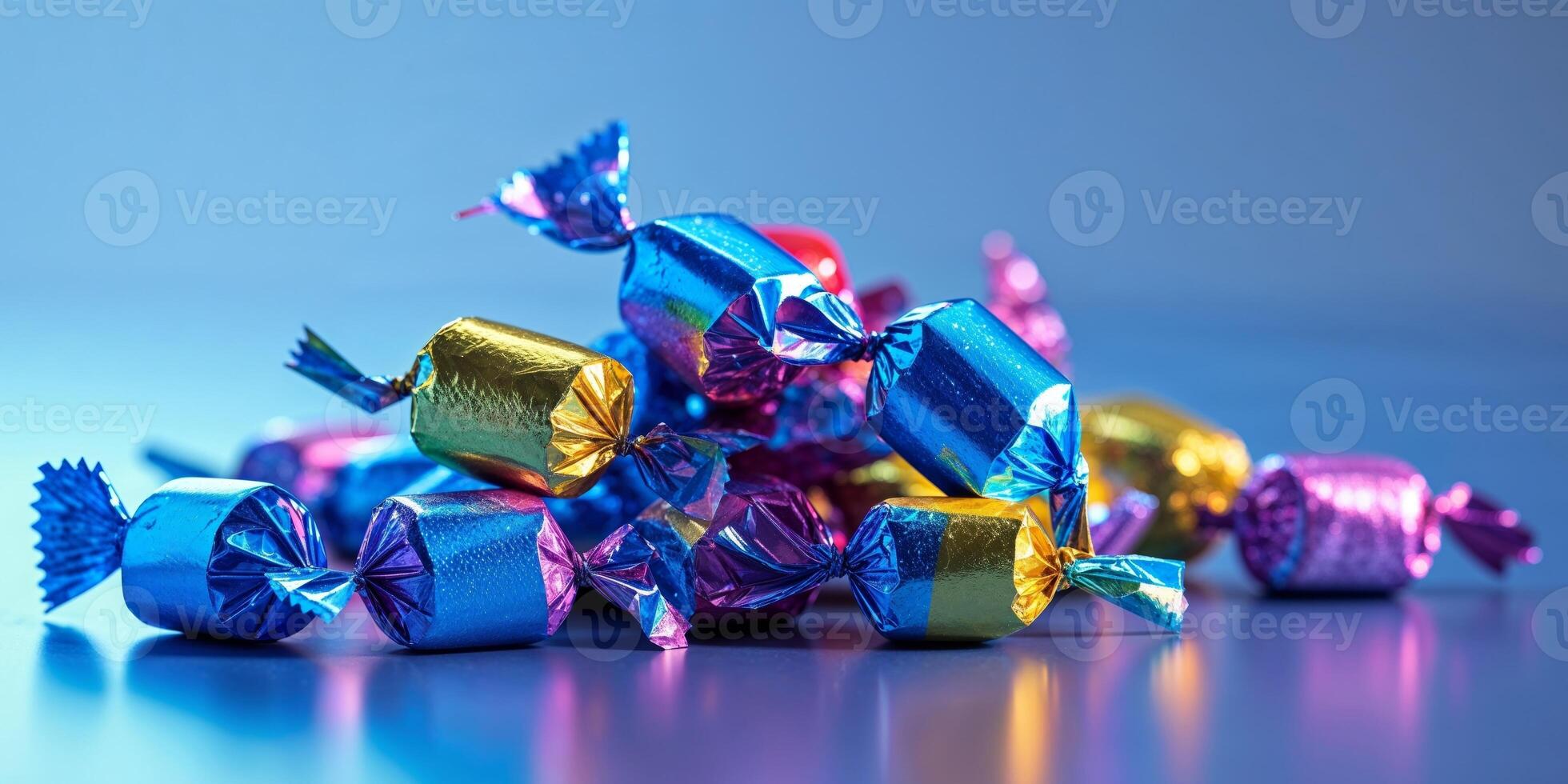 A pile of colorful candy wrapped in foil photo