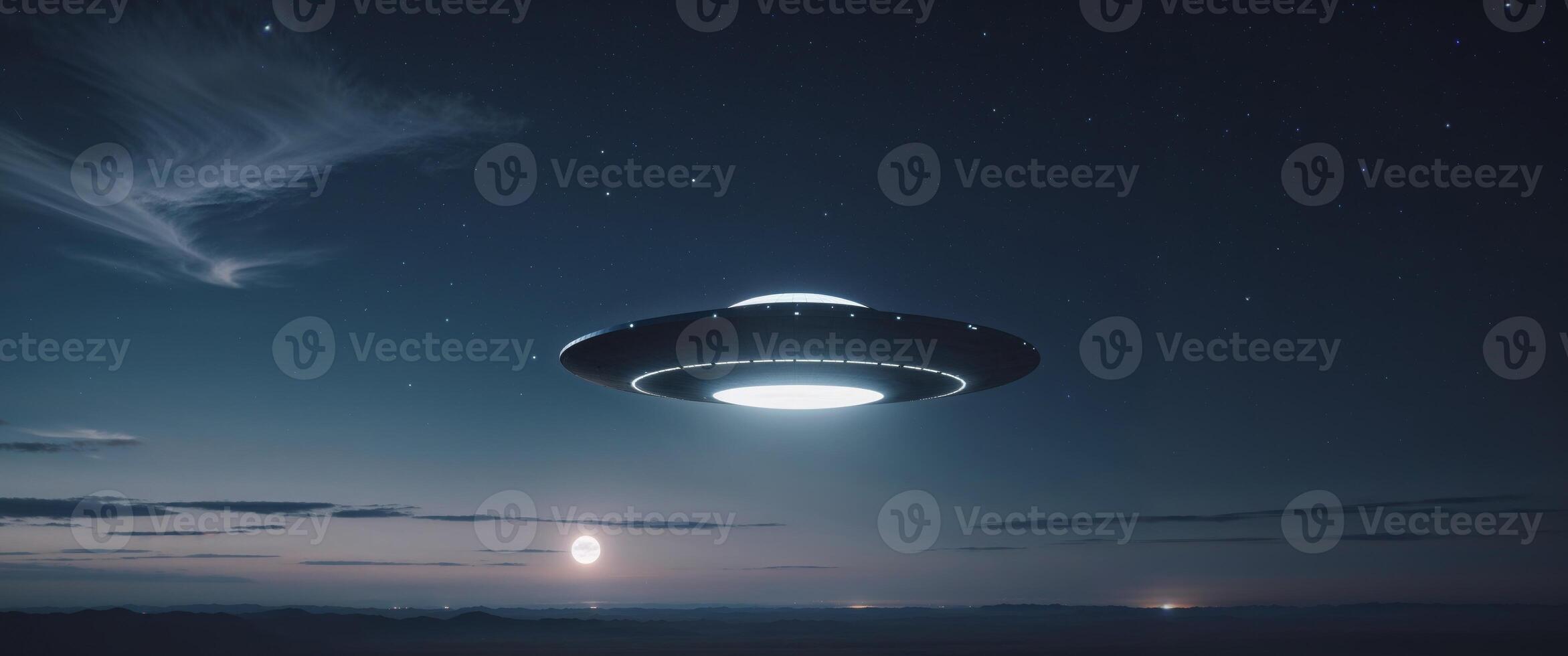 there is a picture of a flying saucer in the night sky. photo