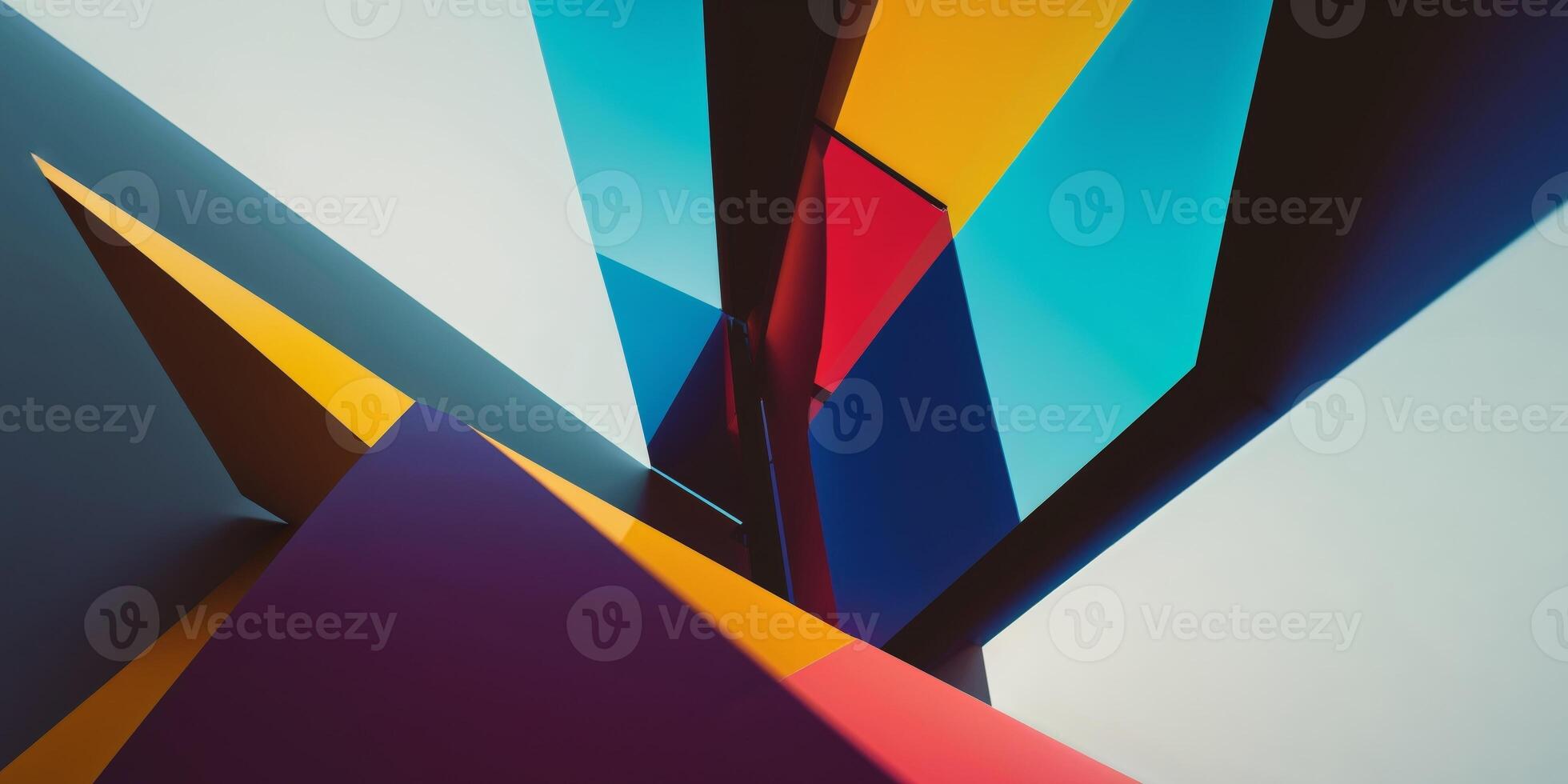 Abstract geometric shapes with colorful lines photo