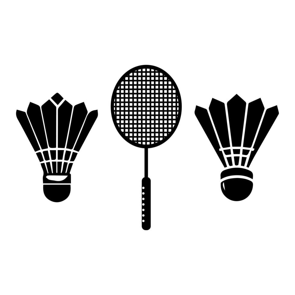 Badminton rackets and shuttlecock icons set vector