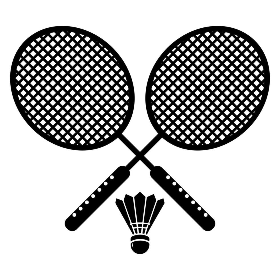 Badminton rackets and shuttlecock icon illustration vector