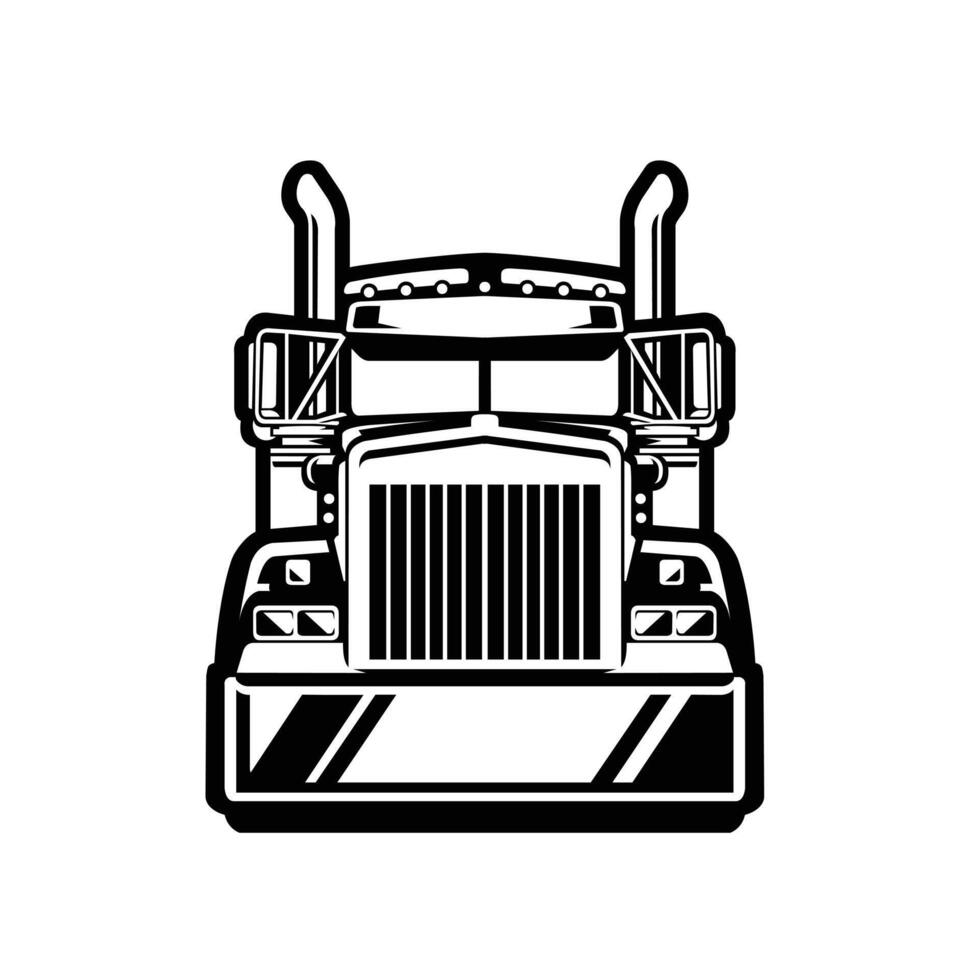 Semi truck 18 wheeler freight big rig front view illustration isolated vector