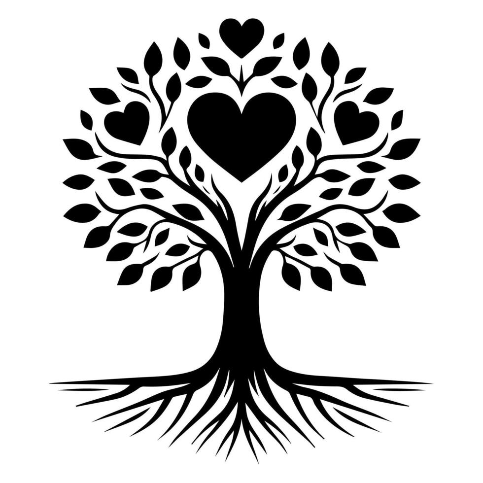 A tree with hearts on it vector