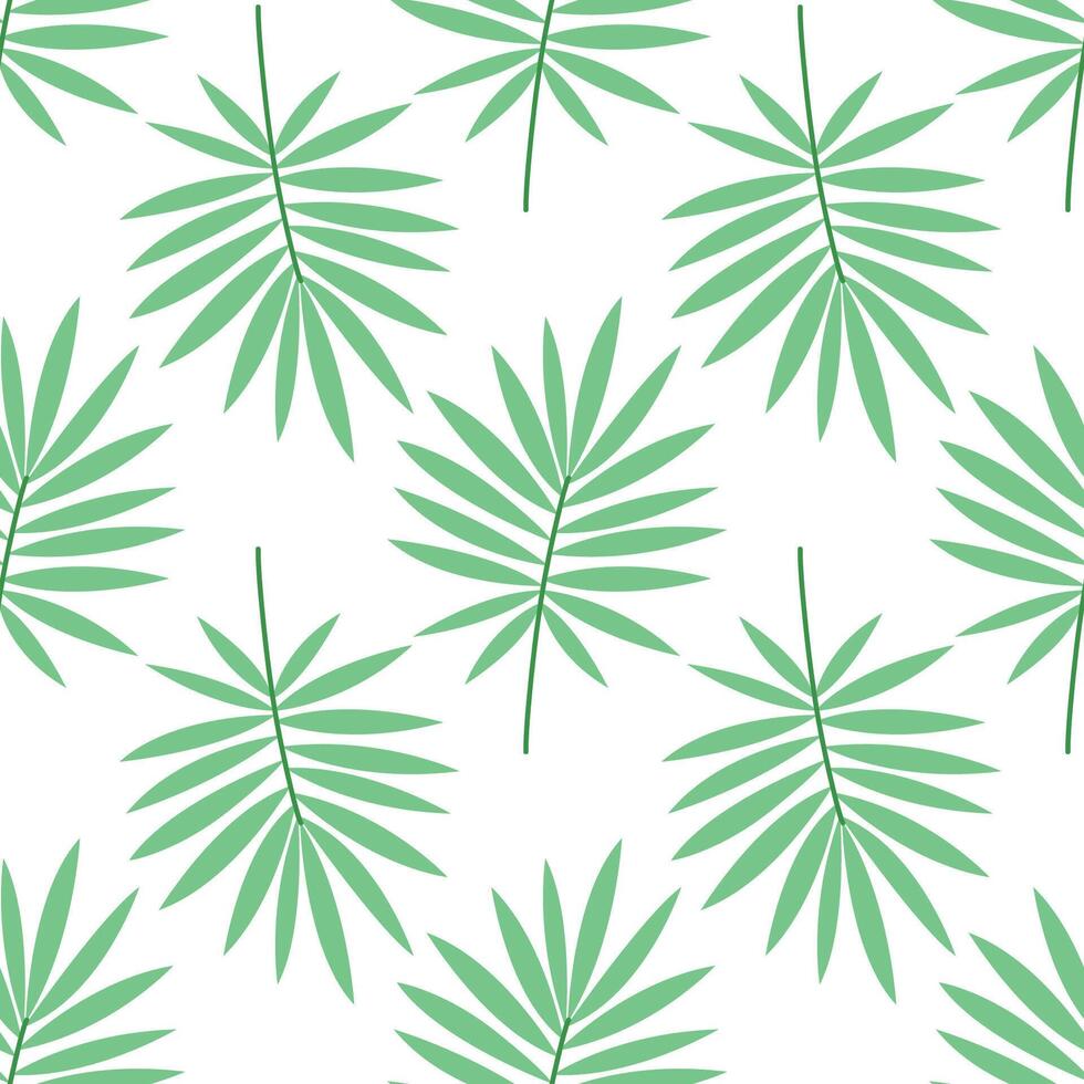 Seamless pattern with tropical palm leaves on white background. Ideal for summer textile, wrapping paper and eco-themed design. Fresh and minimal look. vector
