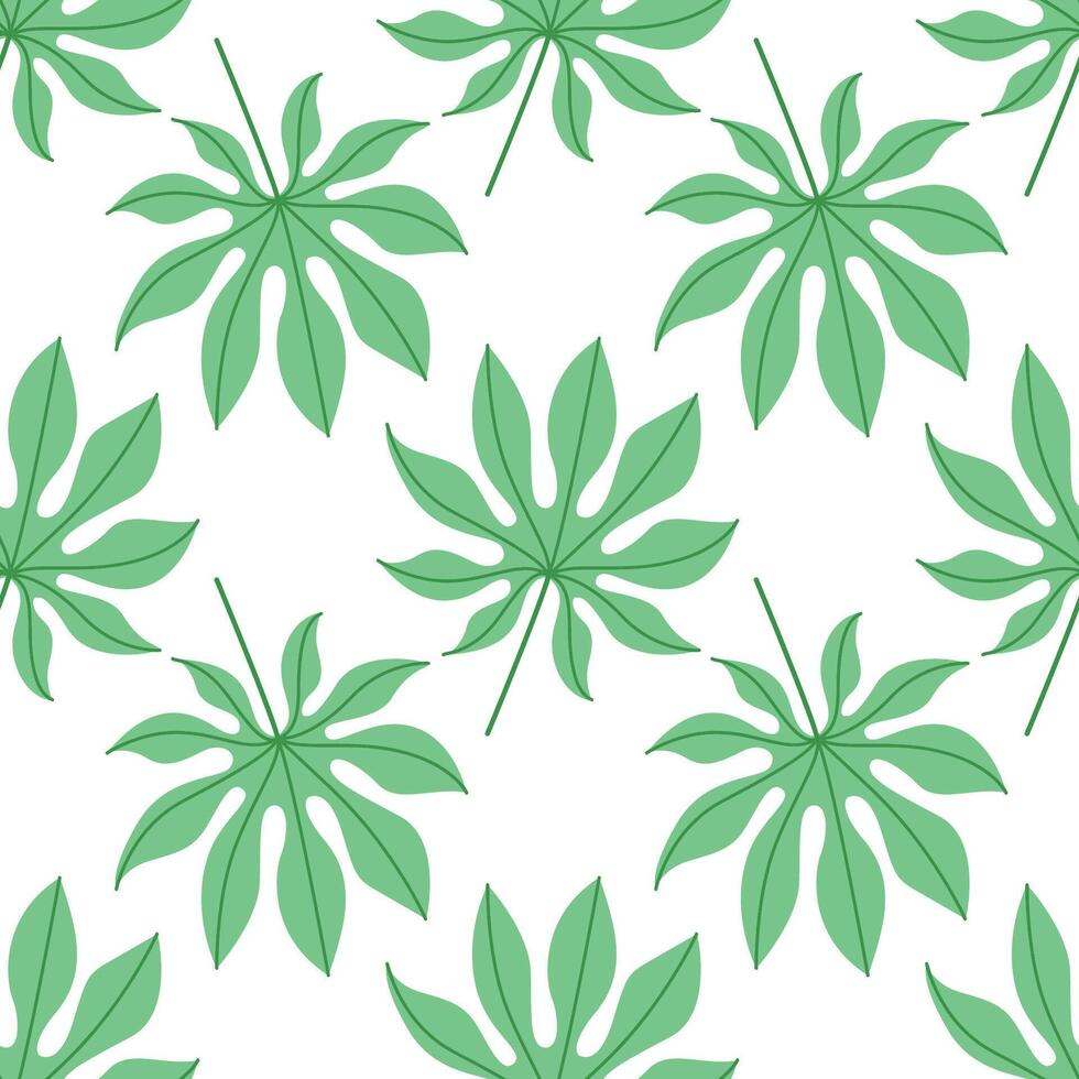 Seamless tropical leaf pattern in flat style for summer decoration. Perfect for summer design, packaging, and textile. Clean flat style with natural energy. vector