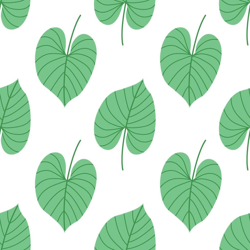Tropical leaf seamless pattern isolated on white background. Hand drawn illustration with green botanical foliage. Ideal for fabric, wallpaper and wrapping. vector