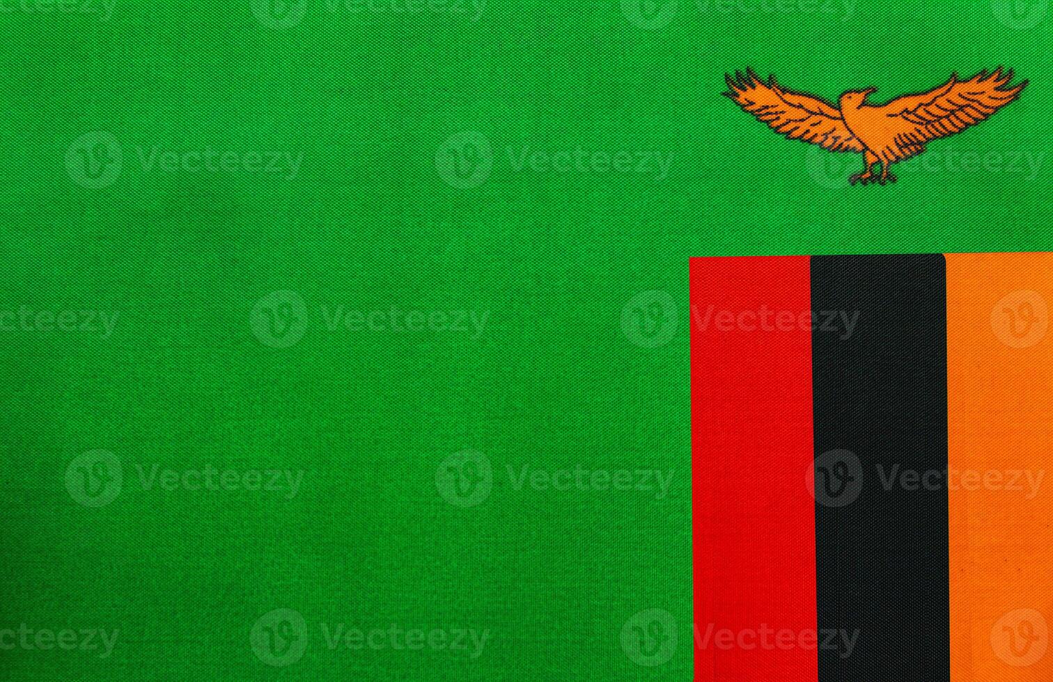 Zambian flag with vibrant colors and eagle design photo