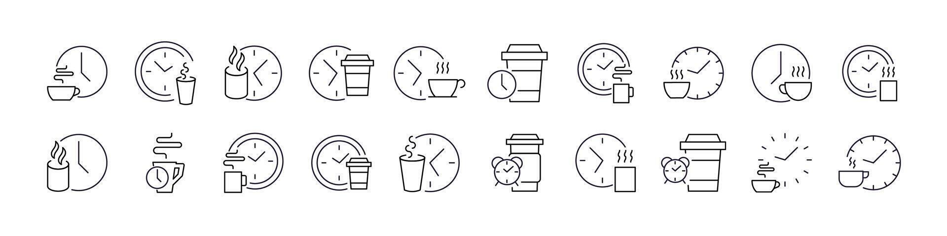 Coffee Break Modern Outline Style Icons for Design, Cards, Apps, Social Networks vector