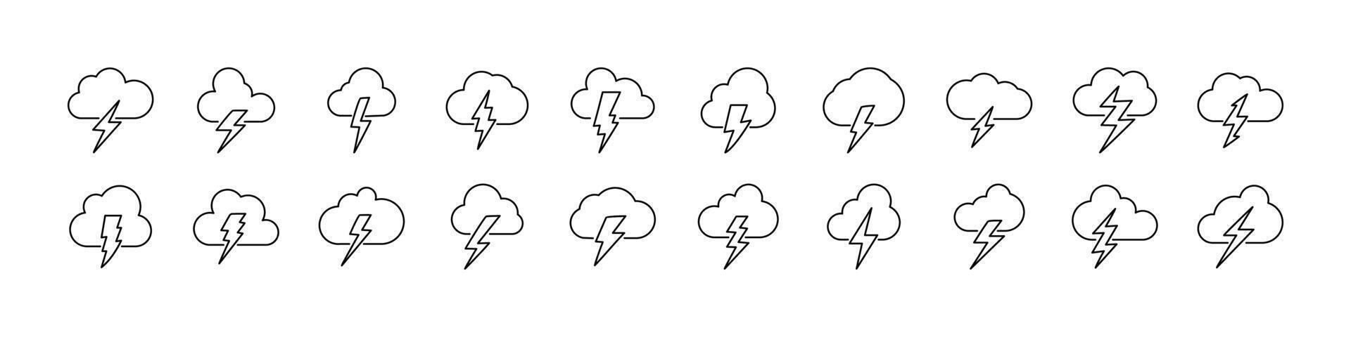 Lightning Collection of Thin Icons. Editable Stroke. Perfect for Web Sites, Books, Cards, Apps vector