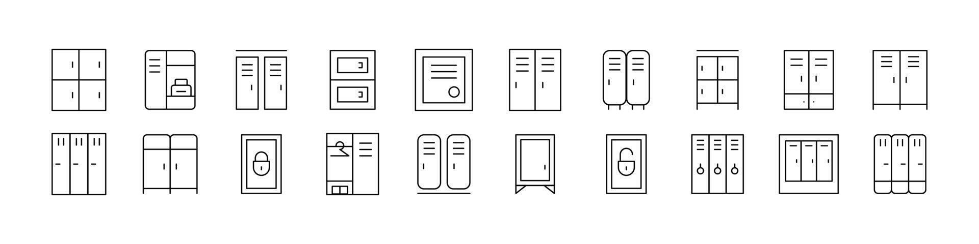 Locker Collection of Thin Icons. Editable Stroke. Perfect for Web Sites, Books, Cards, Apps vector