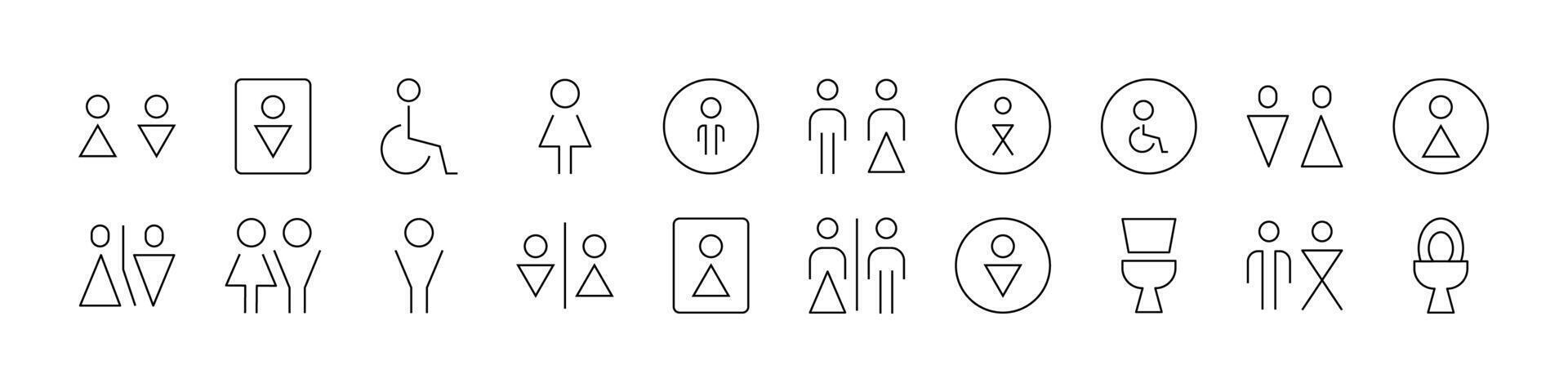 Toilet Outline Simple Linear Image Collection. Editable Stroke. Perfect for Web Sites, Books, Cards, Apps vector