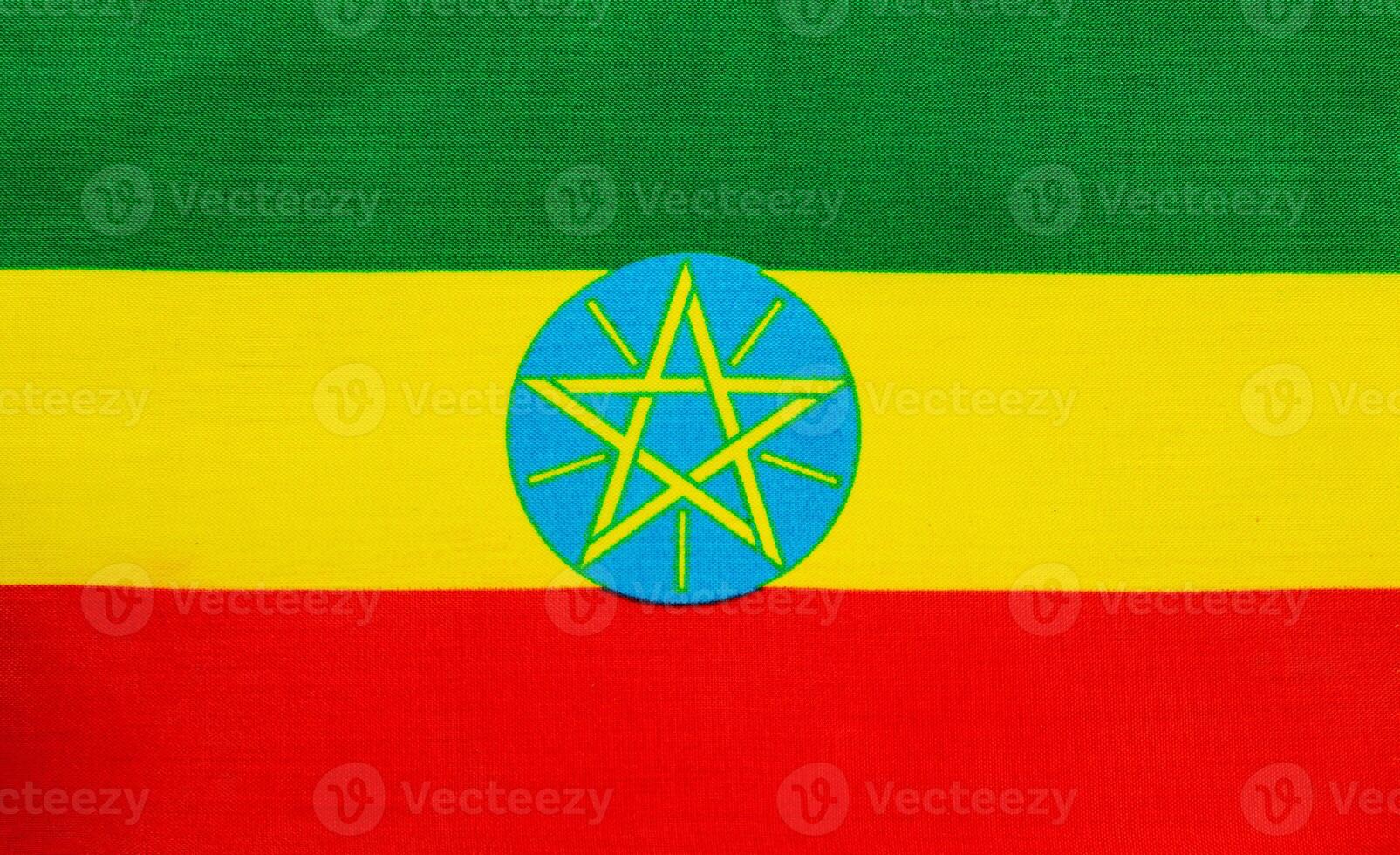 Ethiopian flag displayed in vibrant colors and design photo