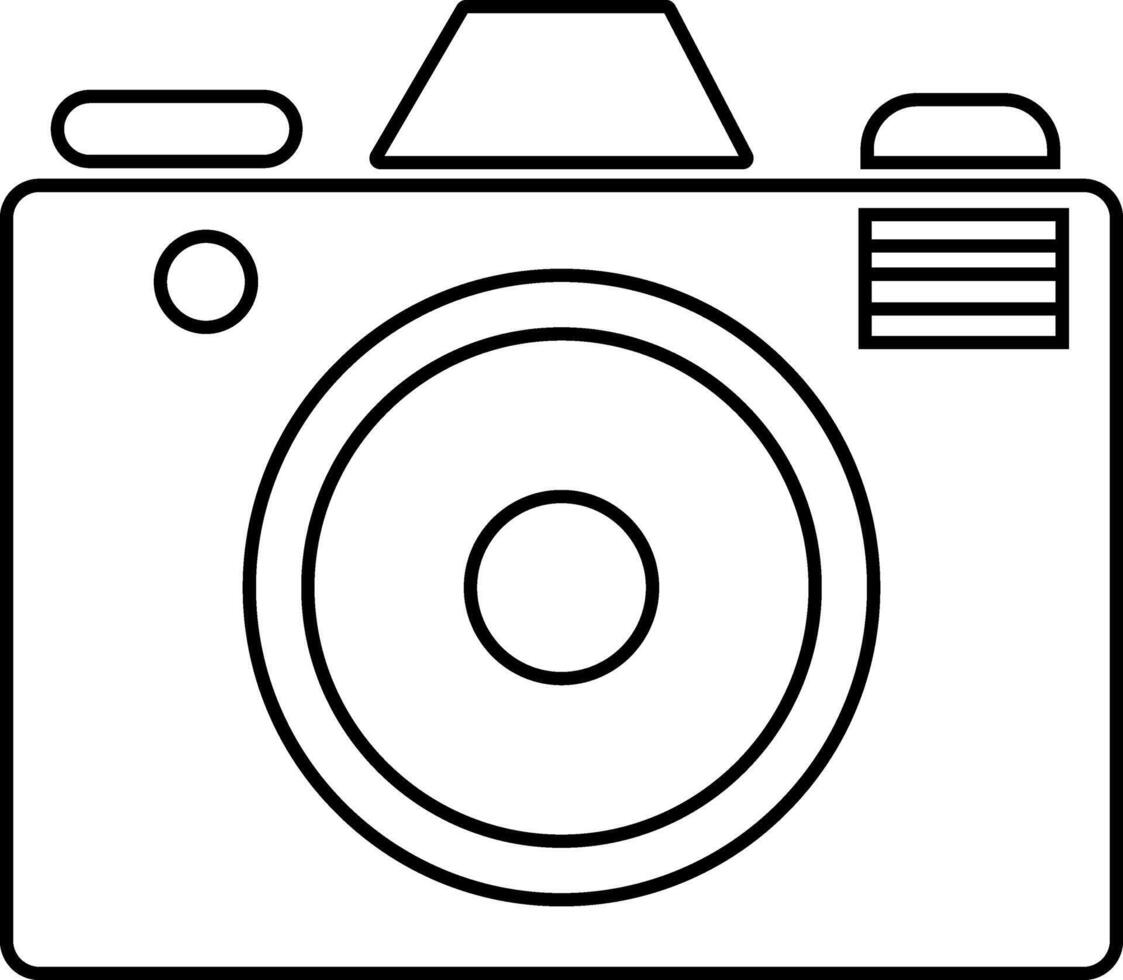 Black and white outline camera icon design. Photography icon design vector