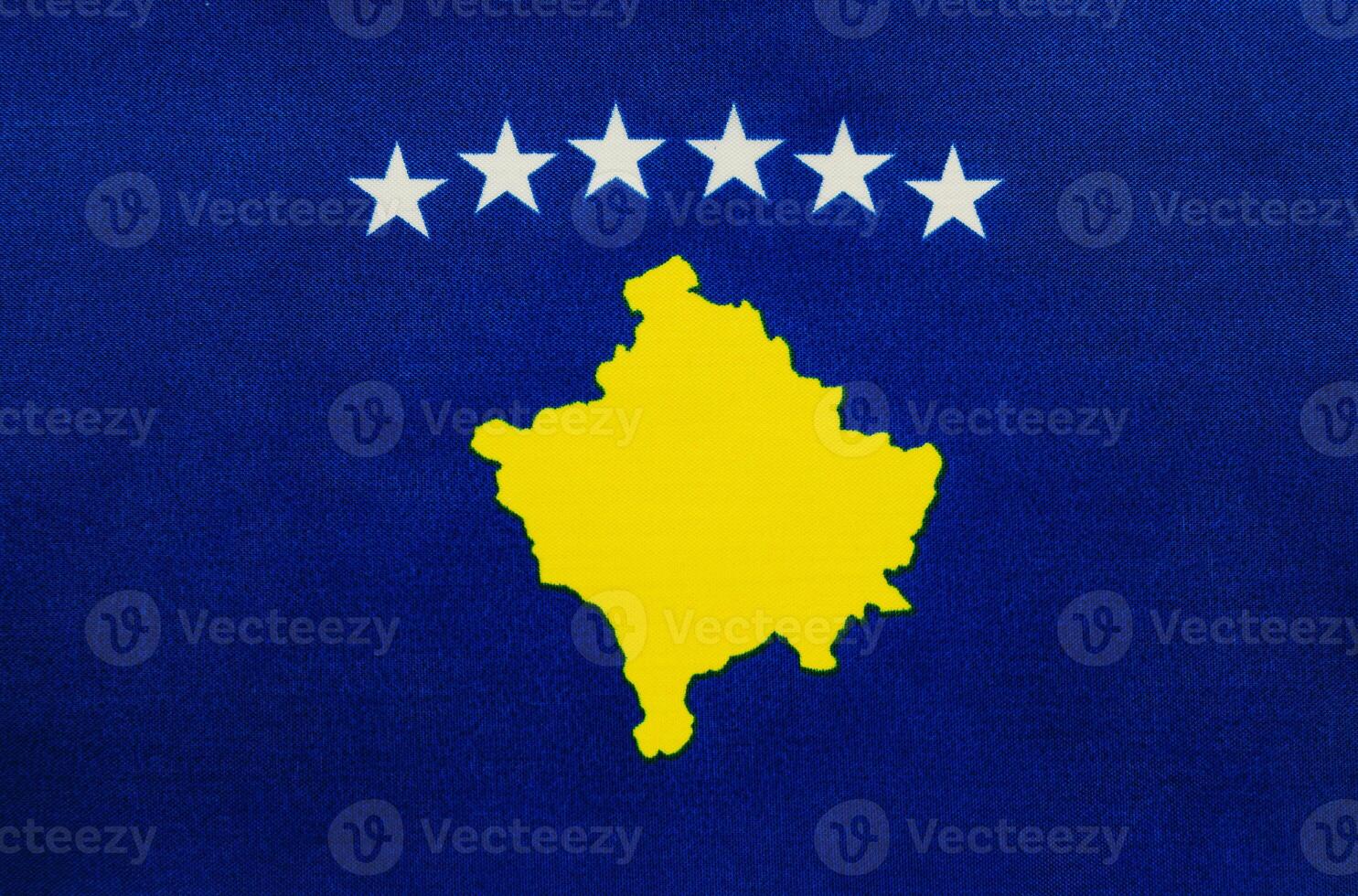 Kosovo flag featuring distinct yellow and blue design photo