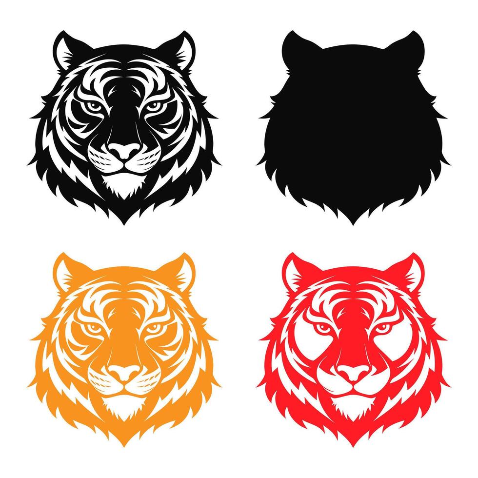 tiger head silhouette illustration vector