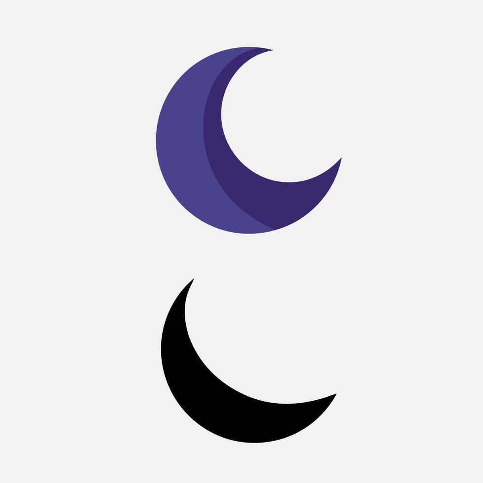 a crescent moon and a half moon are shown in two different colors vector