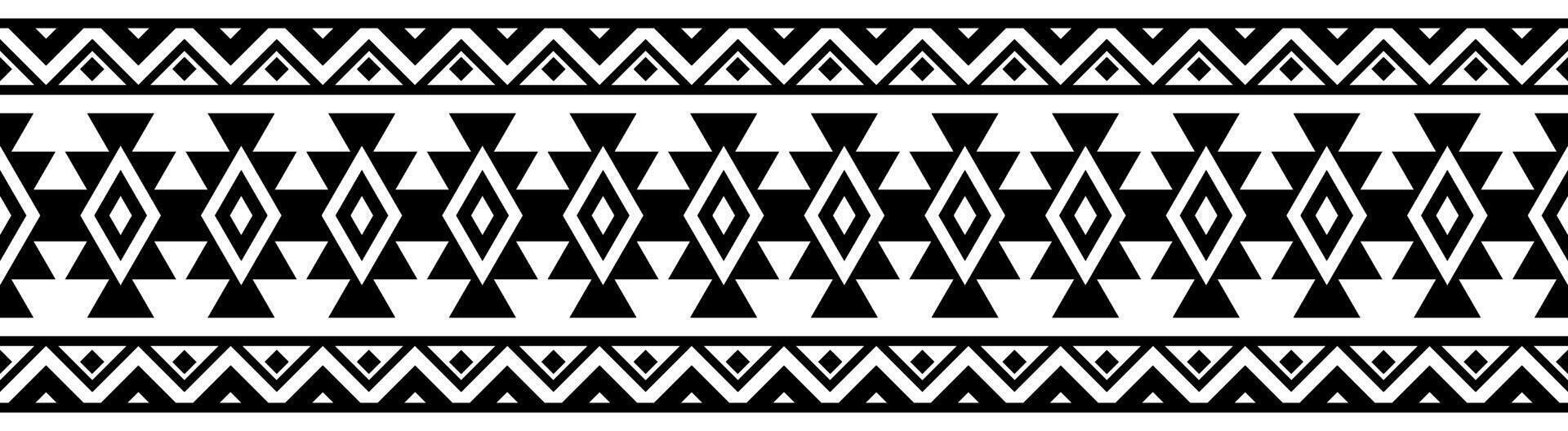 Geometric Ethnic Aztec Pattern with Traditional Ornament and Retro Border Decor. vector