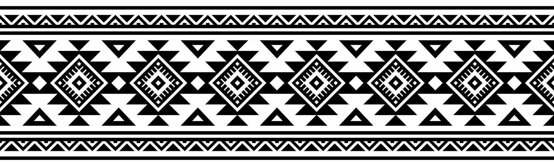Tribal Ethnic Fabric Design with Aztec Navajo Motif and Retro Border. vector