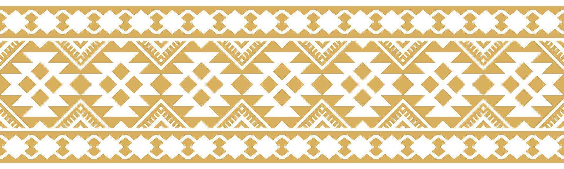 Geometric Ethnic Aztec Fabric with Retro Navajo Tribal Border Style. vector