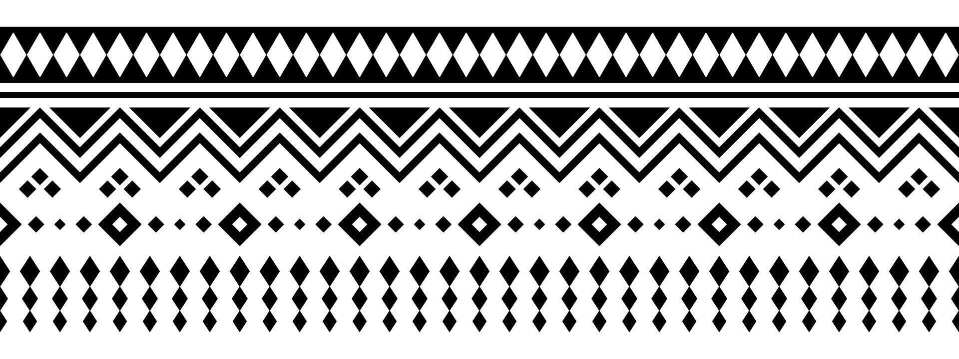 Seamless Ethnic Aztec Pattern with Traditional Ornament and Retro Border Decor. vector