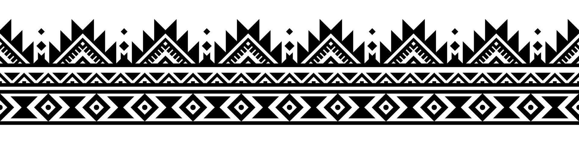 Retro Style Fabric with Ethnic Aztec Navajo Border and Tribal Elements. vector