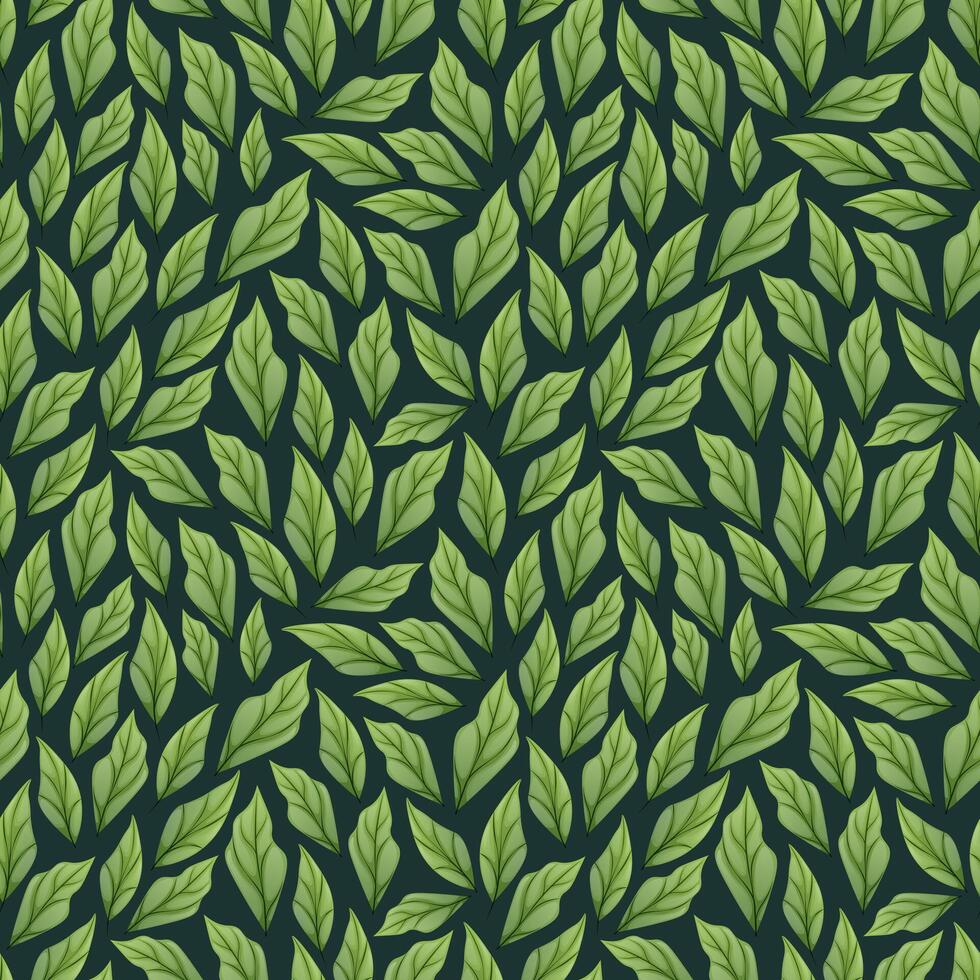 Seamless Pattern with Spring Green Leaves. Delicate Background for Fabric, Wallpaper, Wrapping Paper vector