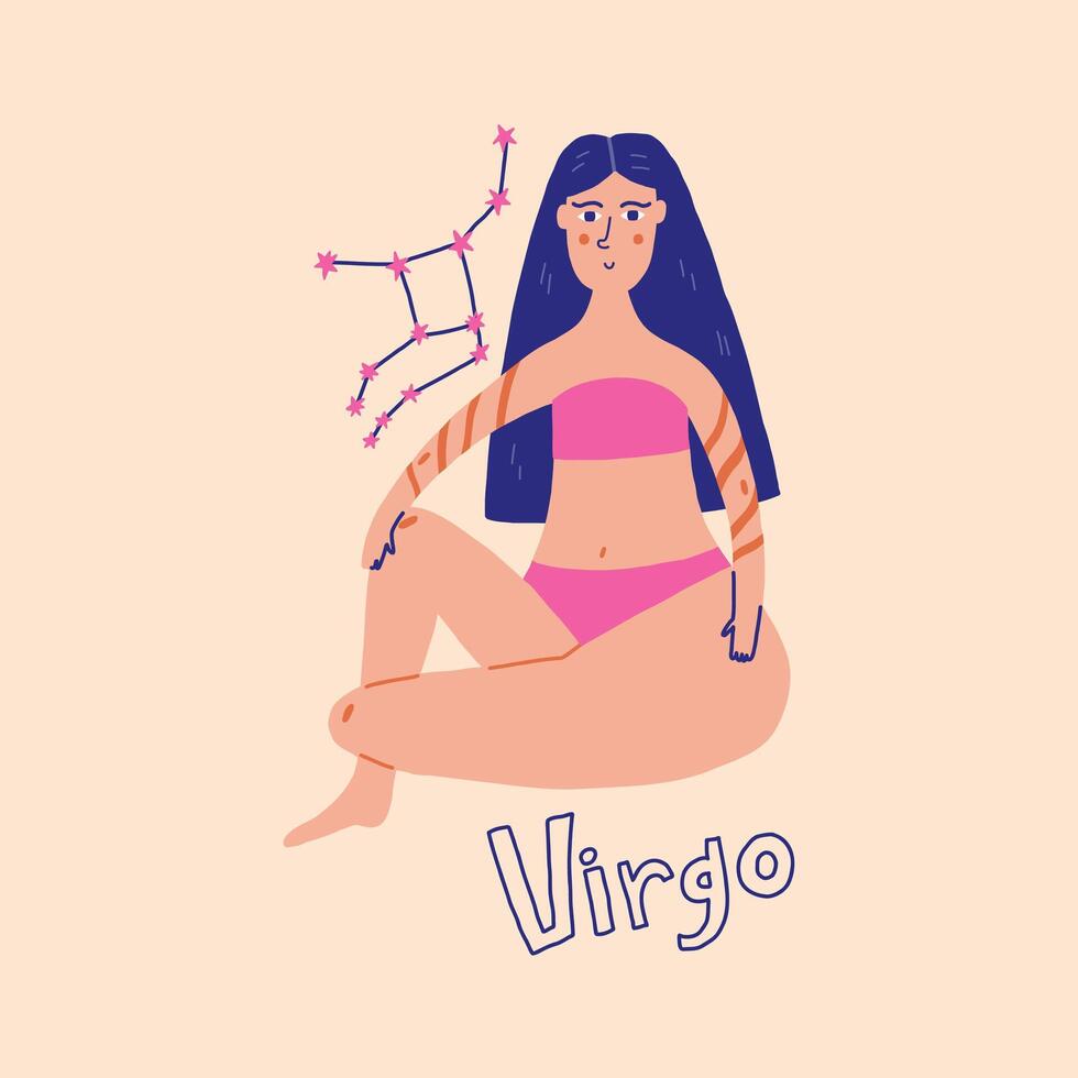 Hand Drawn women zodiac sign virgo vector