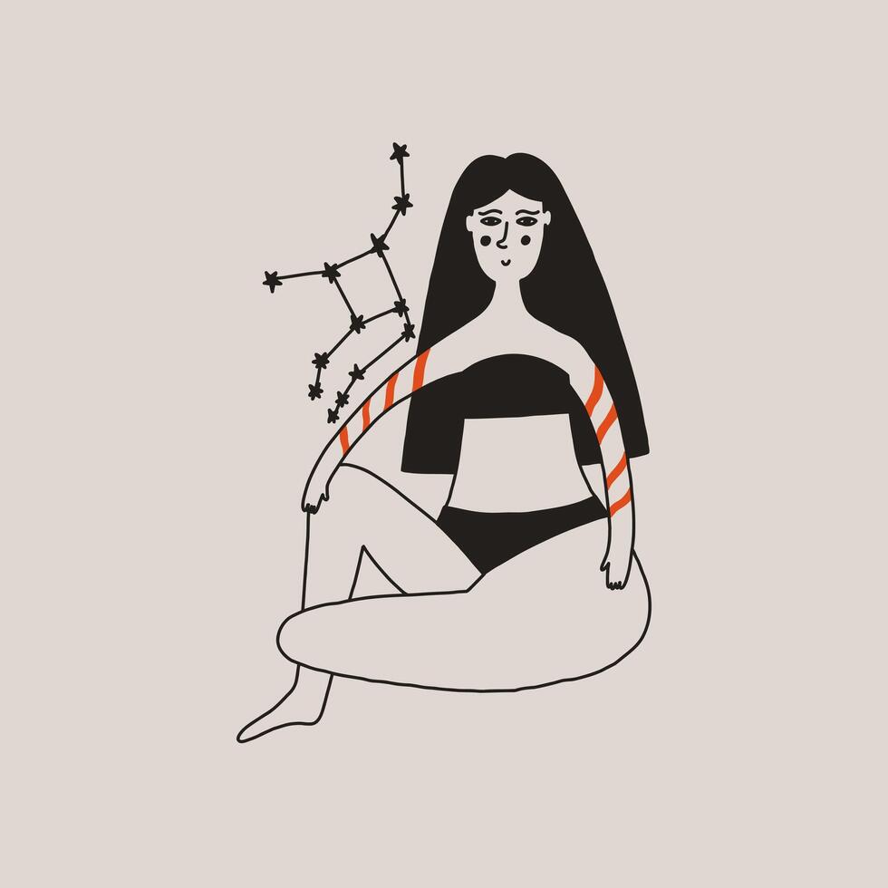 Folk zodiac sign virgo with women vector