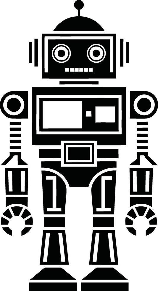 Simple black and white robot graphic design vector