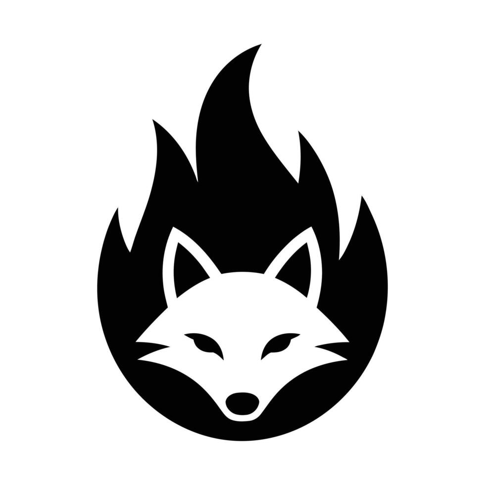 Fiery Fox Logo, Black and White Graphic vector