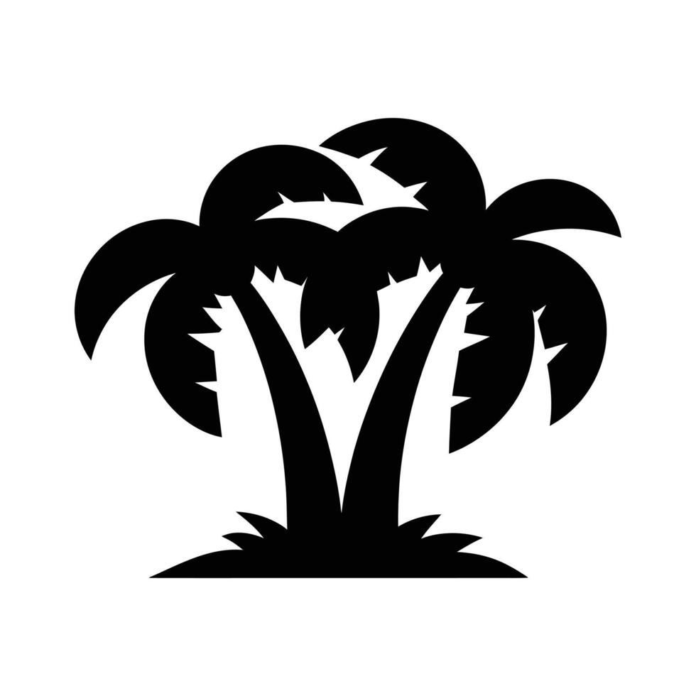 Simple Silhouette of Two Tropical Palm Trees vector