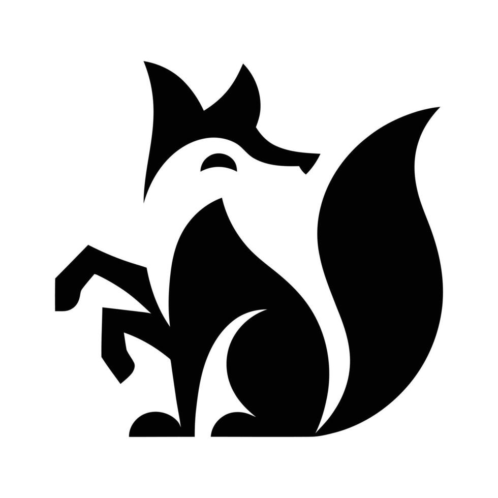 Stylish black and white silhouette of a fox. vector