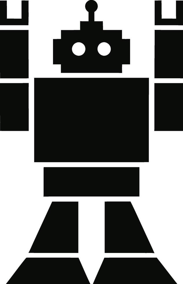 Simple Pixelated Robot Silhouette Graphic vector