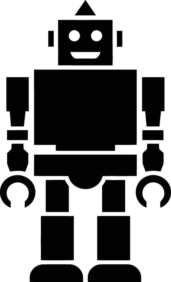 Simple black and white robot icon. vector