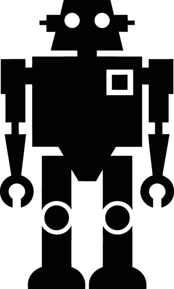 Simple black and white silhouette of a robot. vector