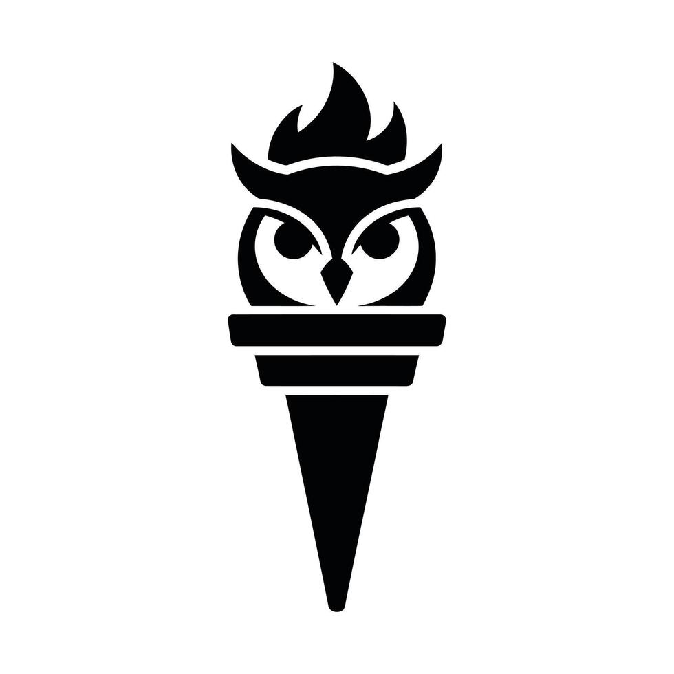 Symbolic owl torch, a powerful emblem of knowledge and illumination. vector