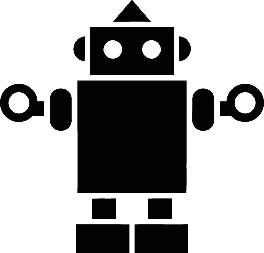 Simple black and white robot icon for use in various designs vector