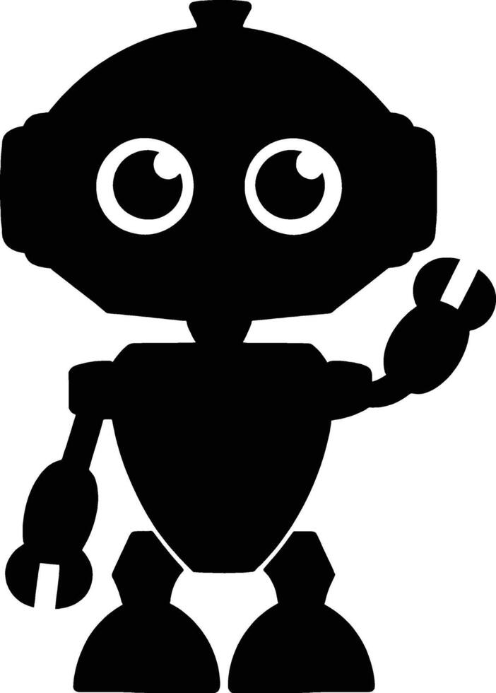 Cute cartoon robot silhouette welcoming. vector