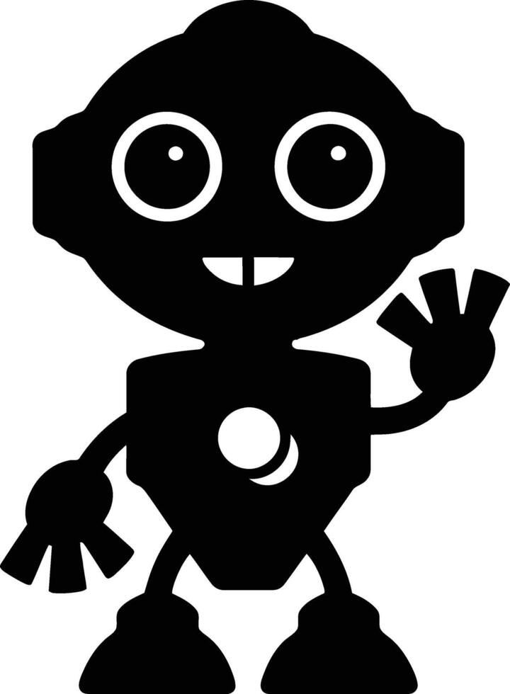 Friendly Robot Character Silhouettes Welcoming vector
