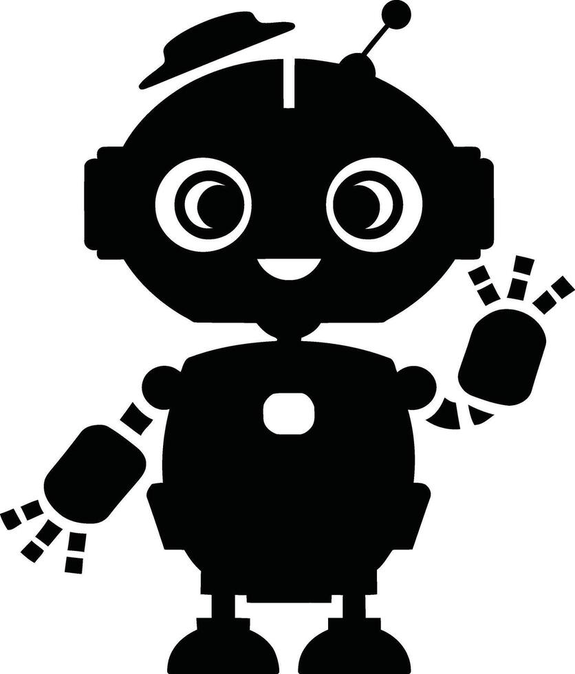 Friendly robot icon waving hello vector