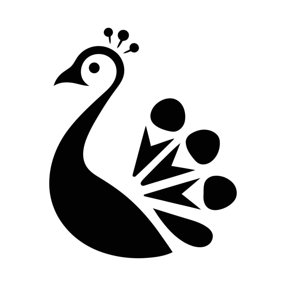Stylish Black and White Peacock Silhouette Design vector