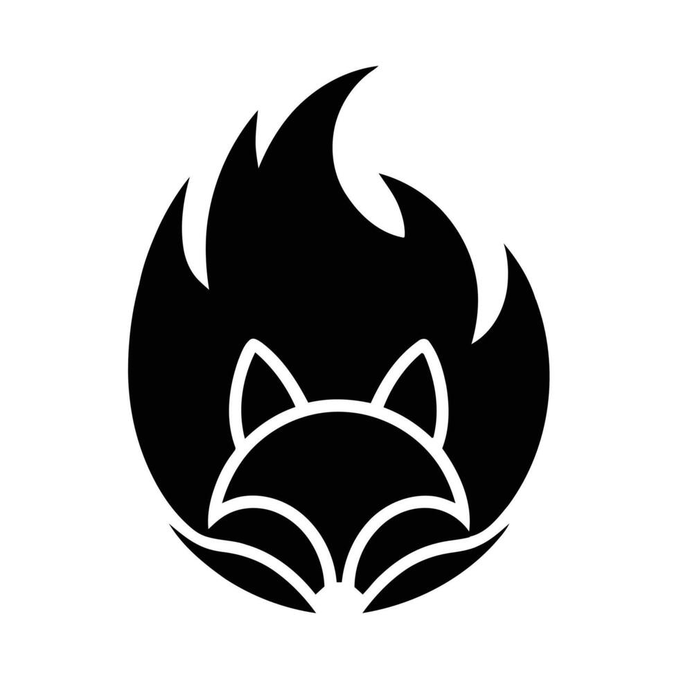 Fiery Fox Silhouette Logo Design vector