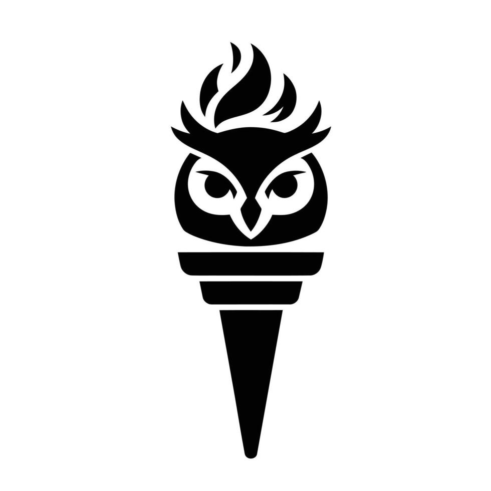 Symbolic owl torch icon for educational or inspirational use. vector
