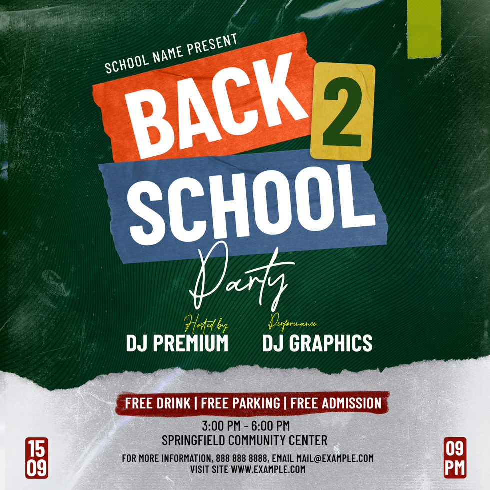 Green Back To School Party Social Media Post psd