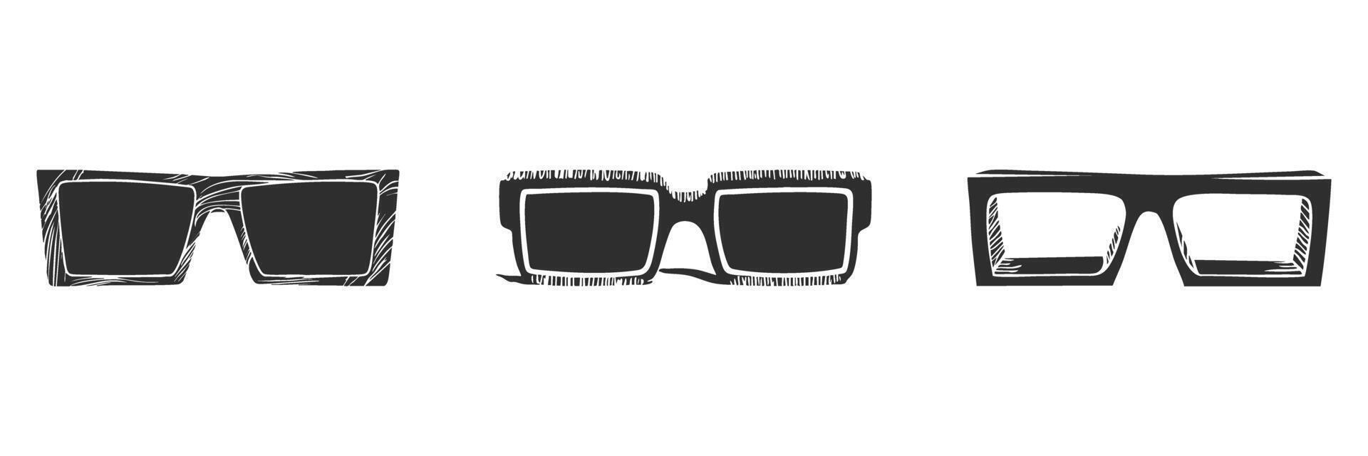 Square Sunglasses Silhouette Set. Fashionable Eyewear Styles For Trendy Looks. Isolated Illustration Collection vector