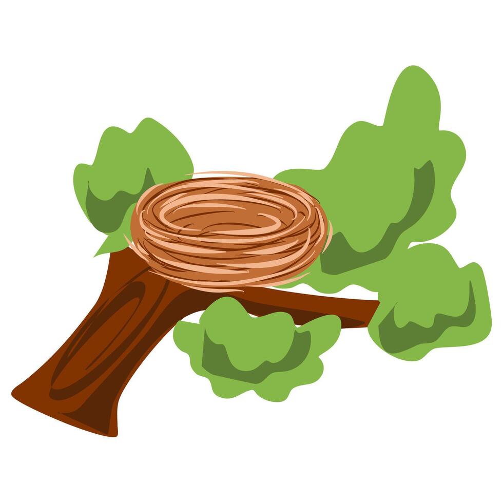 Bird nest on tree vector