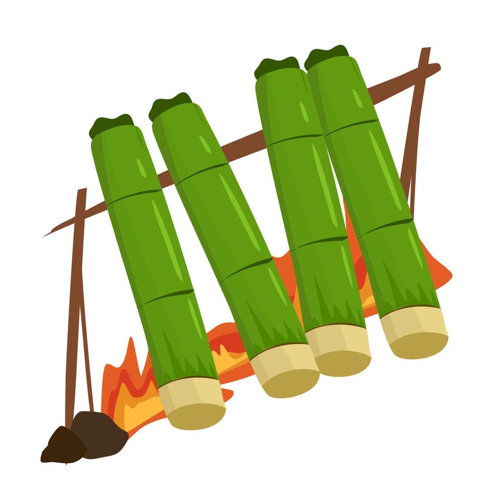 Lemang Malaysian tradisional food vector