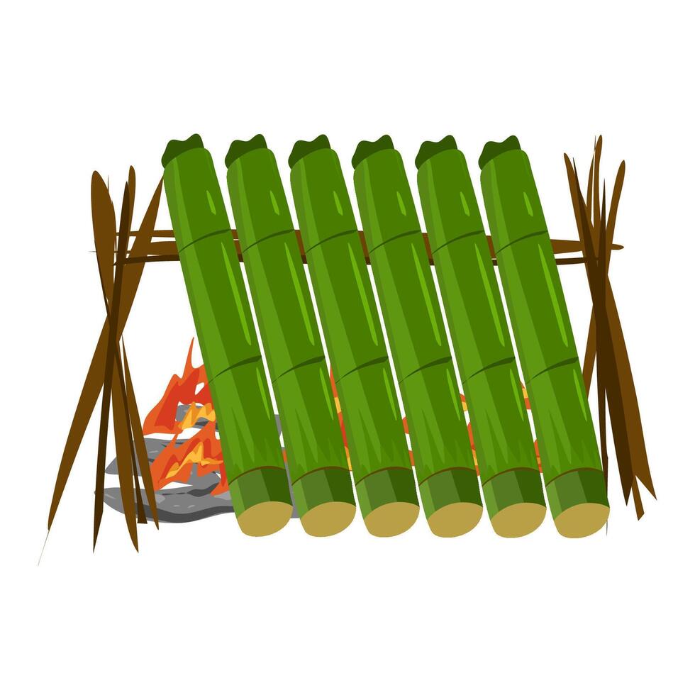 Lemang on fire vector